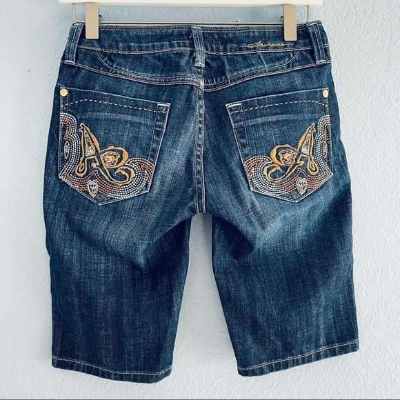 Anoname Bermuda Jean Shorts Dark Denim 25 - Picture 6 of 13